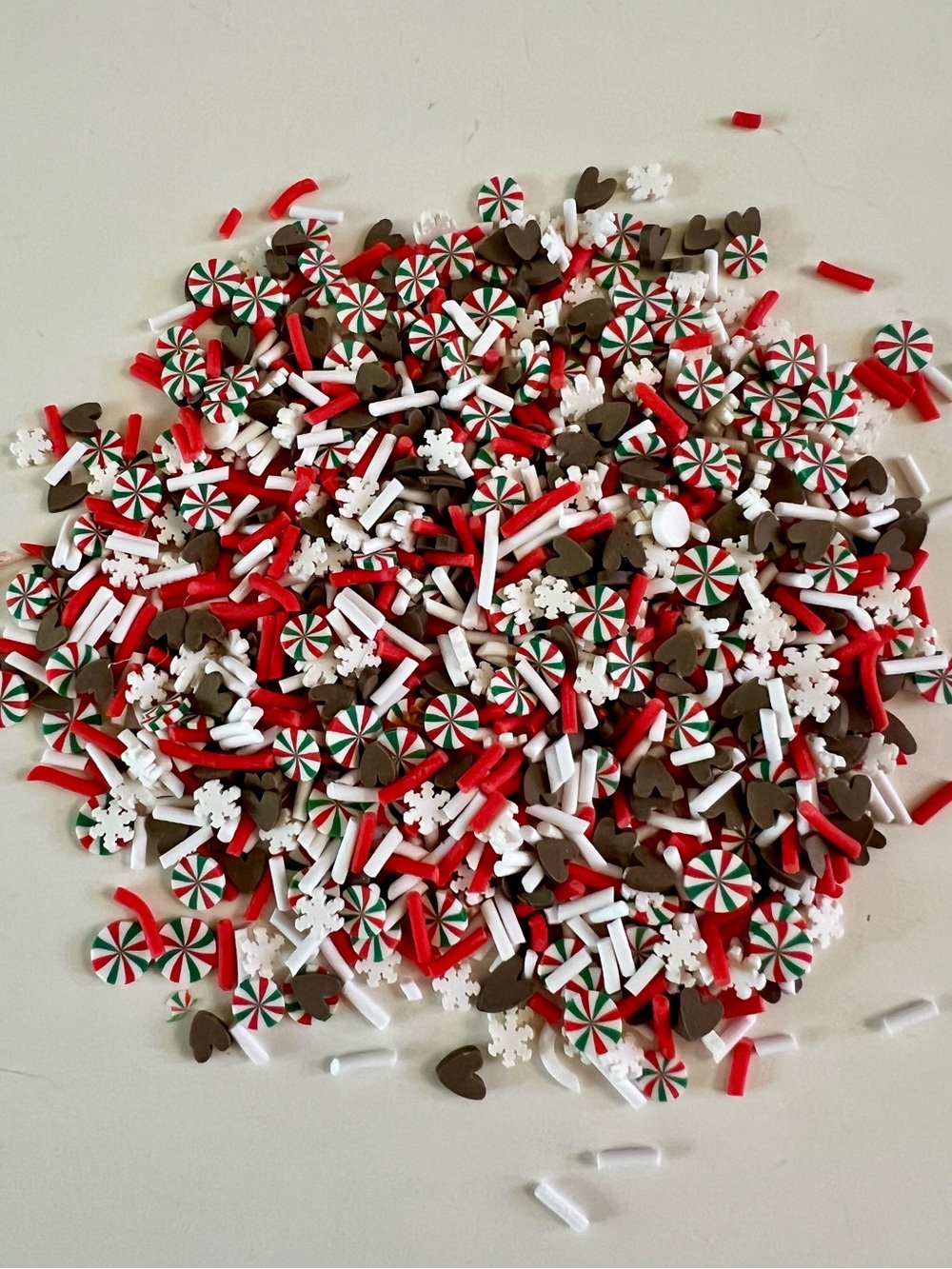 20 grams Christmas Candy Peppermint Red White Chocolate Fake Bake Sprinkles Fimo